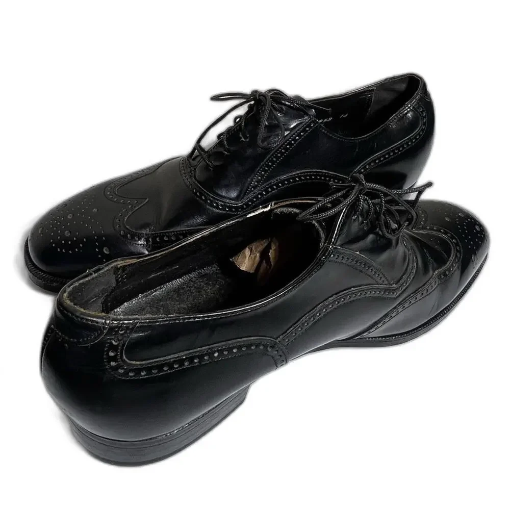 Florsheim Black Leather Wingtip Lace Up Dress Oxfords Shoes Royal Men's 8.5